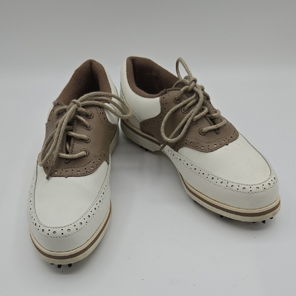 Stylo Shoes - Stylo | White And Brown Leather Women's Golf Shoes Size 7.5